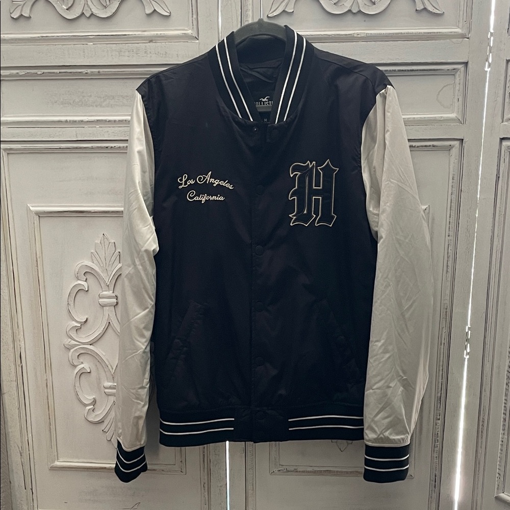 Hollister Black and White Varsity Jacket men’s M